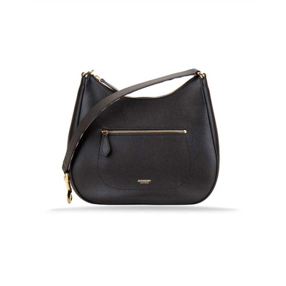 NEW BURBERRY women's leather hobo bag in black